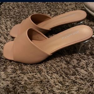 Nude heels with clear top